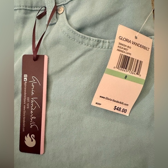 Amanda Gloria Vanderbilt in aqua mist Capri size 8 NWT vacation spring pastels - Picture 2 of 4